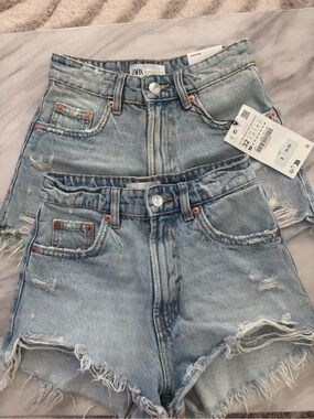 ZARA Light Wash High Waisted Denim Shorts